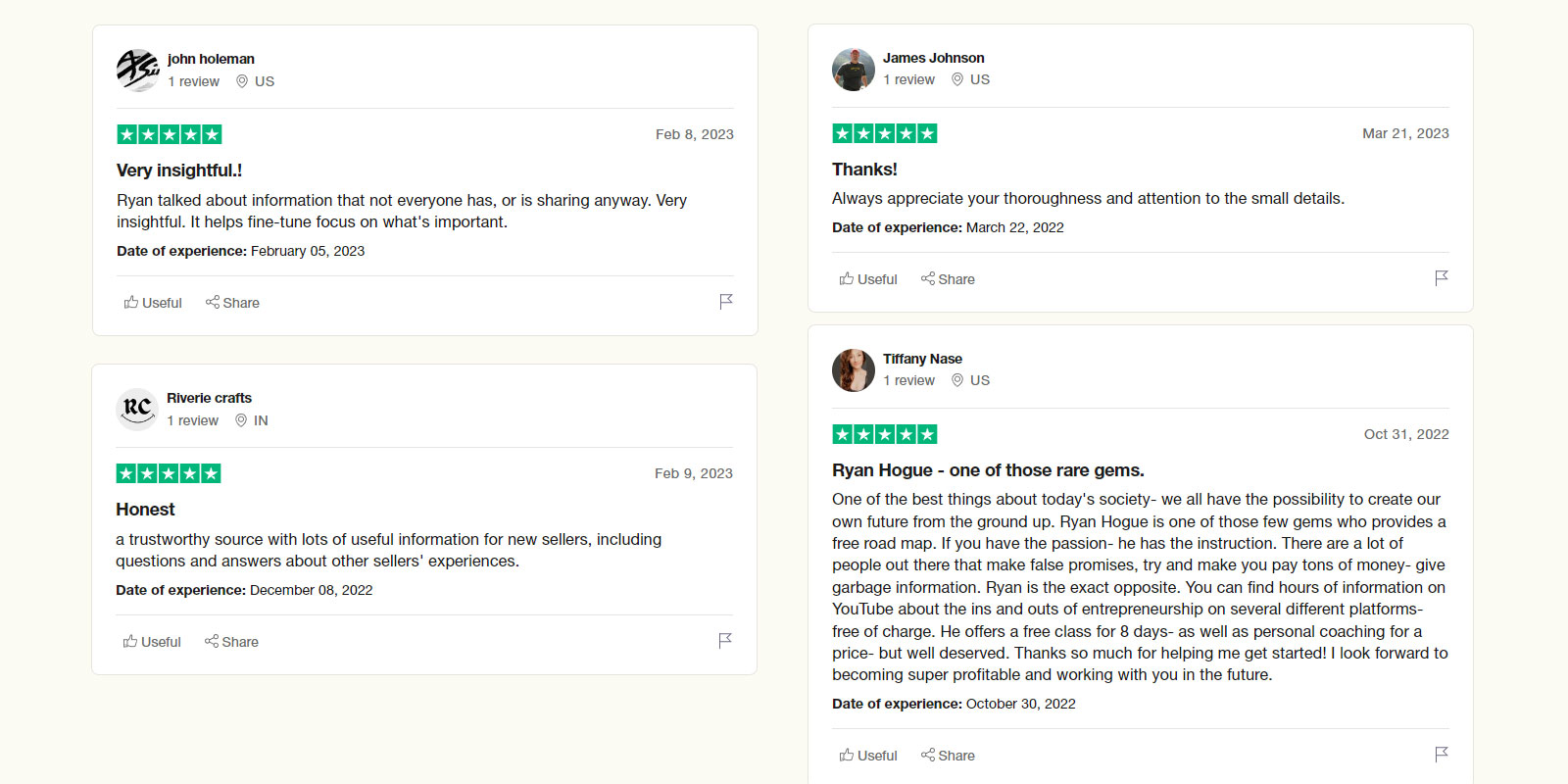 Reviews of Ryan Hogue's Course