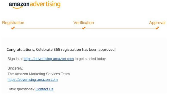 wait for your approval email from amazon advertising
