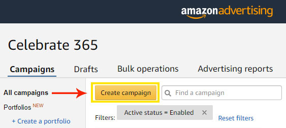 click the create campaign button