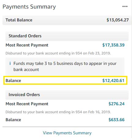 Amazon balance in seller central