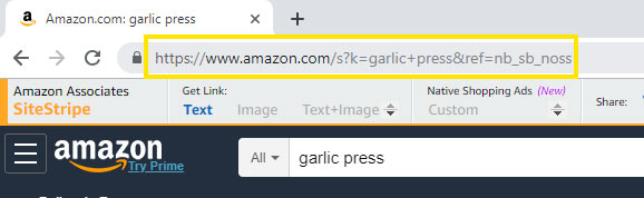 amazon product search url highlighted