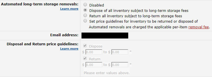 Automated Long-Term Storage Removals Settings