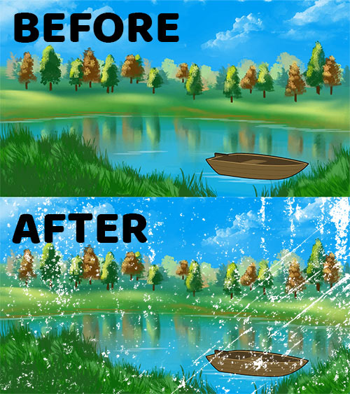 before and after example of creating a distressed effect in photoshop