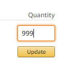 enter 999 quantity and click update