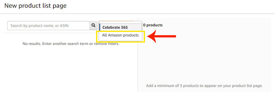 change the dropdown to all amazon products