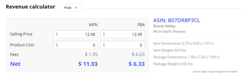 helium 10 revenue calculator