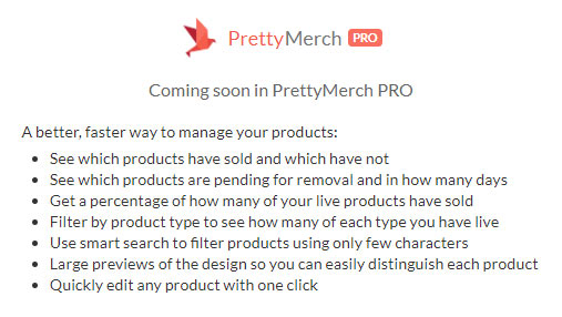 pretymerch pro products tab coming soon
