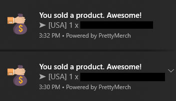 prettymerch real time sales popup notification