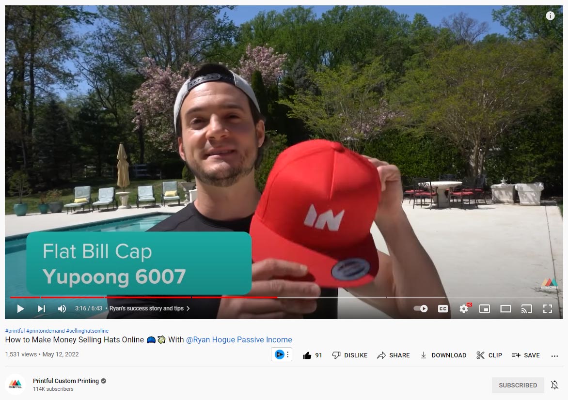 Ryan Hogue was featured on Printful's YouTube channel on May 12, 2022