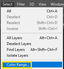  select color range in photoshop