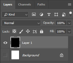 make the black background layer visible in photoshop